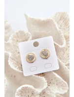 Zlaté kruhové náušnice z nerezové oceli se srdcem