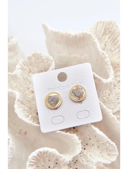 Zlaté kruhové náušnice z nerezové oceli se srdcem