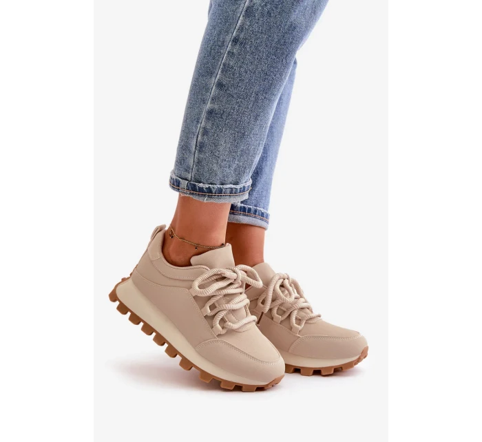 Sportovní tenisky na platformě z eko kůže béžové Riadella Sportovní tenisky na platformě z eko kůže béžové Riadella