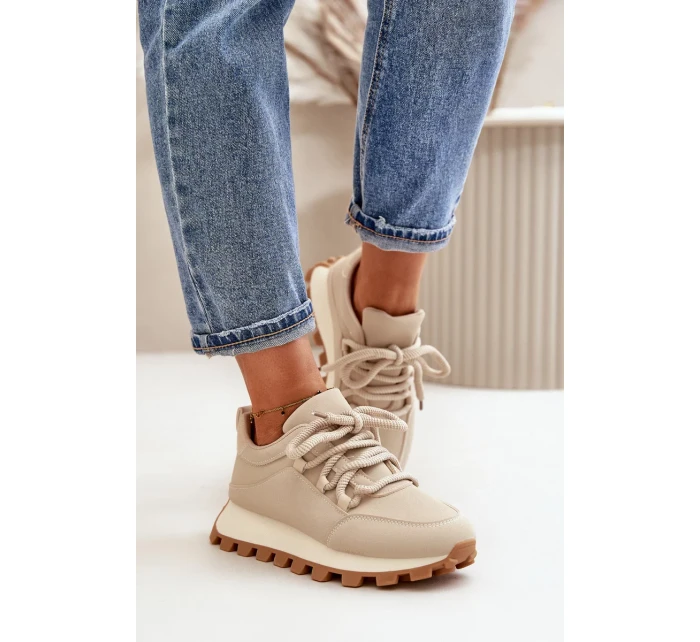 Sportovní tenisky na platformě z eko kůže béžové Riadella Sportovní tenisky na platformě z eko kůže béžové Riadella