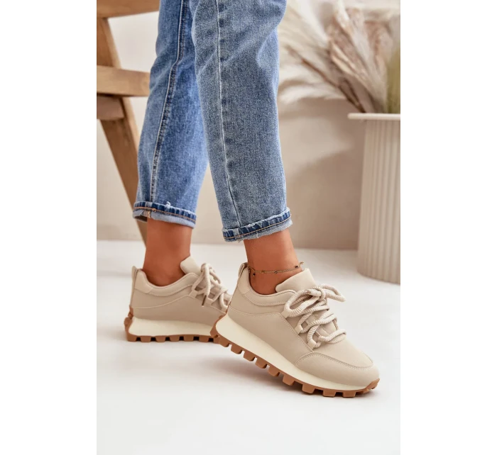 Sportovní tenisky na platformě z eko kůže béžové Riadella Sportovní tenisky na platformě z eko kůže béžové Riadella