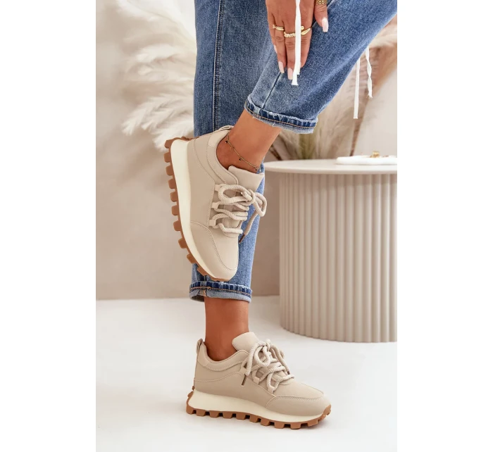 Sportovní tenisky na platformě z eko kůže béžové Riadella Sportovní tenisky na platformě z eko kůže béžové Riadella