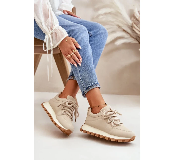 Sportovní tenisky na platformě z eko kůže béžové Riadella Sportovní tenisky na platformě z eko kůže béžové Riadella