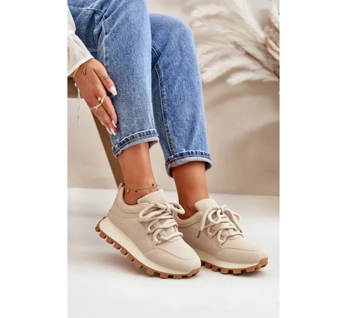 Sportovní tenisky na platformě z eko kůže béžové Riadella Sportovní tenisky na platformě z eko kůže béžové Riadella