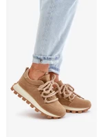 Sportovní tenisky na platformě z eko semiše hnědé Riadella