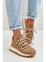 Sportovní tenisky na platformě z eko semiše hnědé Riadella