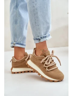 Sportovní tenisky na platformě z eko semiše hnědé Riadella