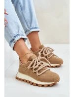 Sportovní tenisky na platformě z eko semiše hnědé Riadella