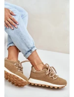 Sportovní tenisky na platformě z eko semiše hnědé Riadella