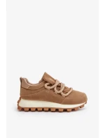 Sportovní tenisky na platformě z eko semiše hnědé Riadella