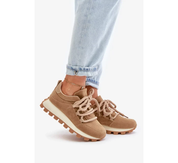 Sportovní tenisky na platformě z eko semiše hnědé Riadella Sportovní tenisky na platformě z eko semiše hnědé Riadella