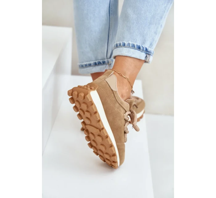 Sportovní tenisky na platformě z eko semiše hnědé Riadella Sportovní tenisky na platformě z eko semiše hnědé Riadella