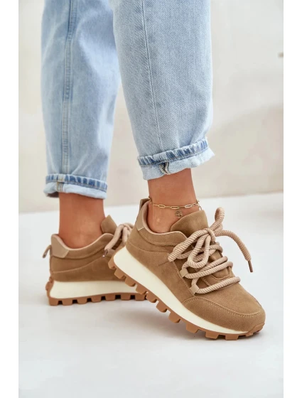 Sportovní tenisky na platformě z eko semiše hnědé Riadella