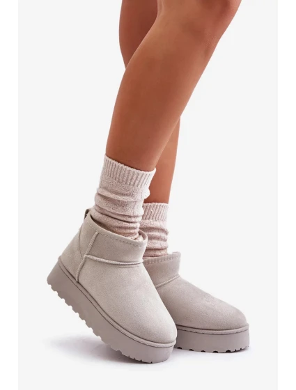 Sněhule Dámské Na Platformě Zateplené Kožíškem Světle Šedé Xamella Sněhule Dámské Na Platformě Zateplené Kožíškem Světle Šedé Xamella