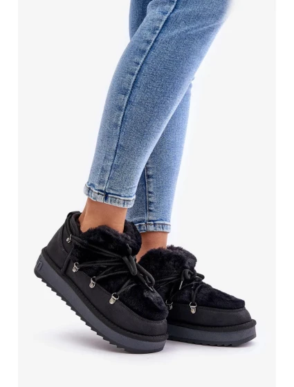 Nízké Sněhule Na Platformě S Kožešinou D.Franklin DFSH370011 Černé Nízké Sněhule Na Platformě S Kožešinou D.Franklin DFSH370011 Černé