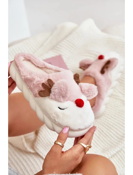 Futrzane Dámské Pantofle S Motivem Sobů Růžové Wistira Futrzane Dámské Pantofle S Motivem Sobů Růžové Wistira