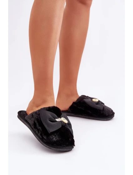 Futrzane Pantofle S Malou Broží Černé Primaria Futrzane Pantofle S Malou Broží Černé Primaria