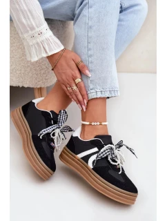 Dámské tenisky na platformě s ozdobami – černé Vinness