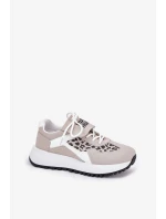 Dámské sportovní tenisky na platformě – bílo-béžové s panterím vzorem Pumbes