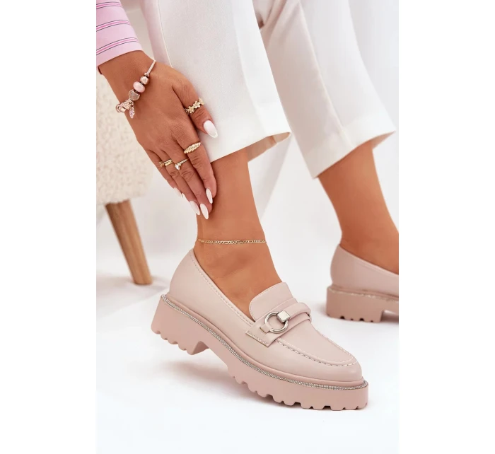 Dámské zdobené mokasíny s cyrkoniemi Patina – béžové Dámské zdobené mokasíny s cyrkoniemi Patina – béžové