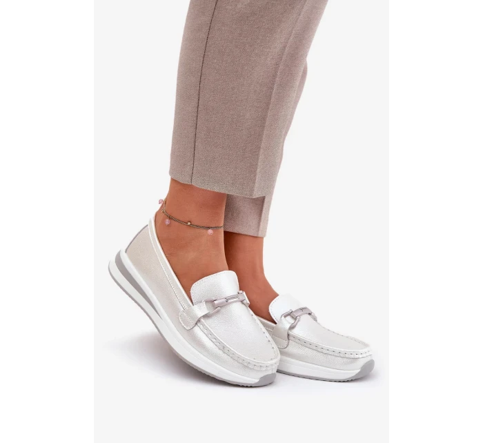 Dámské kožené mokasíny S.Barski – perlové Dámské kožené mokasíny S.Barski – perlové