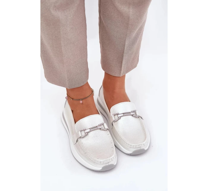Dámské kožené mokasíny S.Barski – perlové Dámské kožené mokasíny S.Barski – perlové