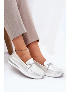 Dámské kožené mokasíny S.Barski – perlové