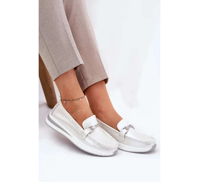 Dámské kožené mokasíny S.Barski – perlové Dámské kožené mokasíny S.Barski – perlové