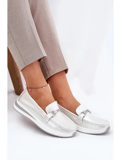 Dámské kožené mokasíny S.Barski – perlové Dámské kožené mokasíny S.Barski – perlové