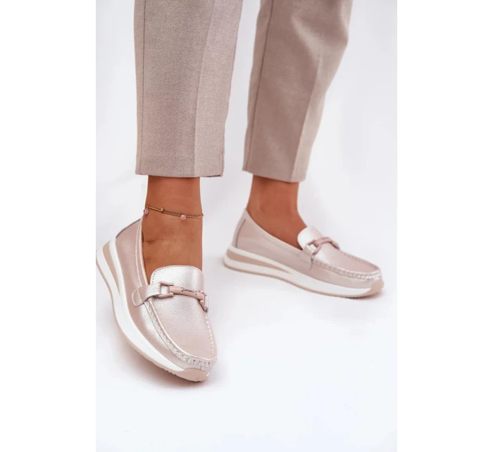 Dámské kožené mokasíny S.Barski – perlově růžové Dámské kožené mokasíny S.Barski – perlově růžové