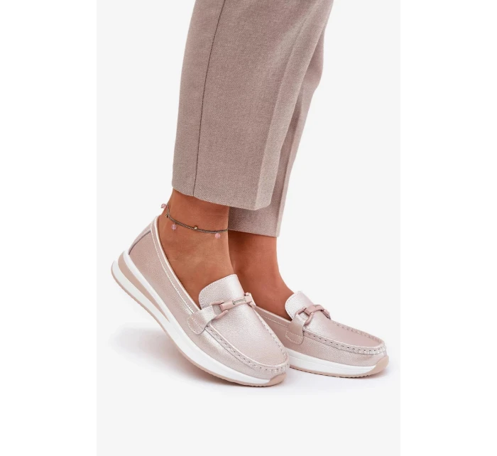 Dámské kožené mokasíny S.Barski – perlově růžové Dámské kožené mokasíny S.Barski – perlově růžové