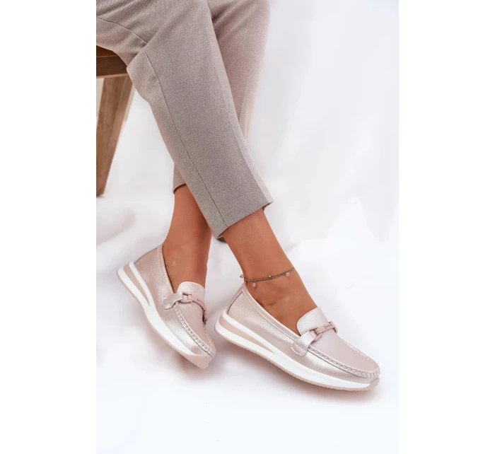 Dámské kožené mokasíny S.Barski – perlově růžové Dámské kožené mokasíny S.Barski – perlově růžové