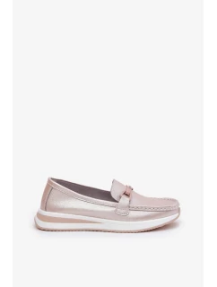Dámské kožené mokasíny S.Barski – perlově růžové