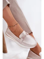 Dámské kožené mokasíny S.Barski – perlově růžové Dámské kožené mokasíny S.Barski – perlově růžové