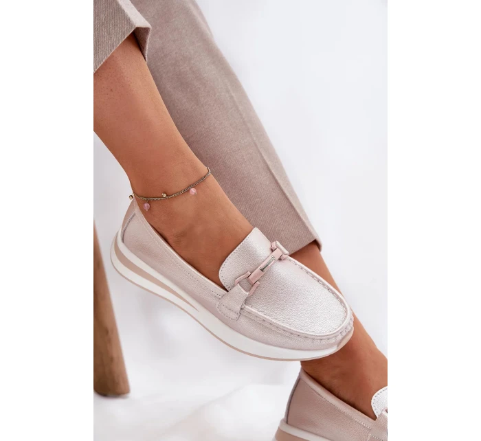 Dámské kožené mokasíny S.Barski – perlově růžové Dámské kožené mokasíny S.Barski – perlově růžové