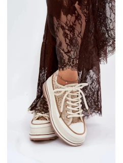 Dámské trampky na masivní platformě S.Barski – béžové