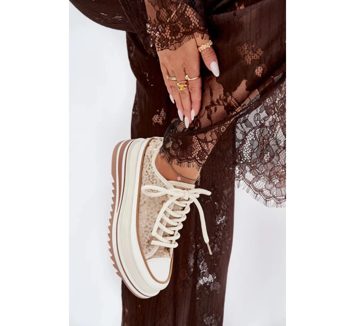 Dámské trampky na masivní platformě S.Barski – béžové Dámské trampky na masivní platformě S.Barski – béžové