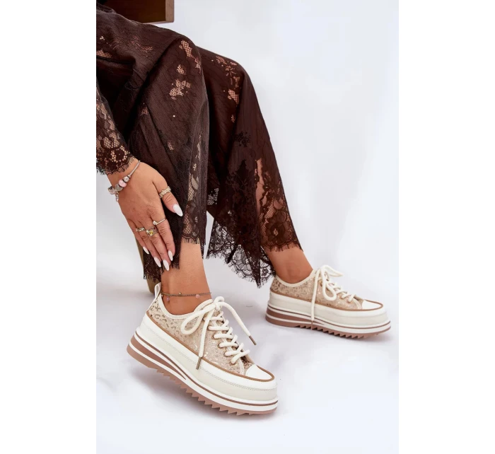 Dámské trampky na masivní platformě S.Barski – béžové Dámské trampky na masivní platformě S.Barski – béžové