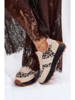 Dámské semišové tenisky na platformě s panterkovým vzorem Vinceza – béžové Dámské semišové tenisky na platformě s panterkovým vzorem Vinceza – béžové