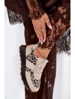 Dámské semišové tenisky na platformě s panterkovým vzorem Vinceza – béžové Dámské semišové tenisky na platformě s panterkovým vzorem Vinceza – béžové