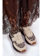 Dámské semišové tenisky na platformě s panterkovým vzorem Vinceza – béžové Dámské semišové tenisky na platformě s panterkovým vzorem Vinceza – béžové