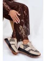 Dámské semišové tenisky na platformě s panterkovým vzorem Vinceza – béžové Dámské semišové tenisky na platformě s panterkovým vzorem Vinceza – béžové