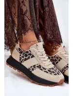 Dámské semišové tenisky na platformě s panterkovým vzorem Vinceza – béžové Dámské semišové tenisky na platformě s panterkovým vzorem Vinceza – béžové