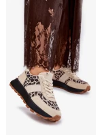 Dámské semišové tenisky na platformě s panterkovým vzorem Vinceza – béžové Dámské semišové tenisky na platformě s panterkovým vzorem Vinceza – béžové