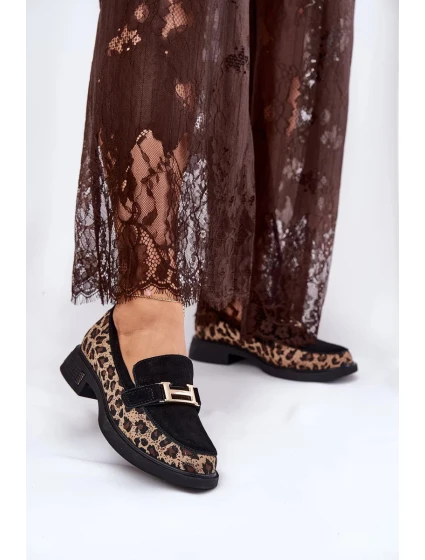 Dámské semišové mokasíny s model 21834394 vzorem Vinceza – černé - Kesi