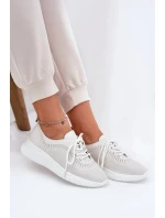 Dámské kožené sportovní boty na platformě Vinceza – bílé