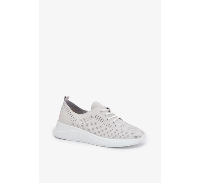 Dámské kožené sportovní boty na platformě Vinceza – bílé Dámské kožené sportovní boty na platformě Vinceza – bílé