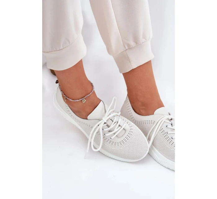 Dámské kožené sportovní boty na platformě Vinceza – bílé Dámské kožené sportovní boty na platformě Vinceza – bílé