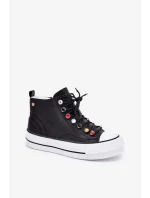 Dámské vysoké kožené trampky – černé