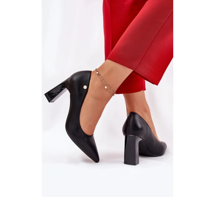 Elegantní dámské lodičky na širokém podpatku Vinceza – černé Elegantní dámské lodičky na širokém podpatku Vinceza – černé